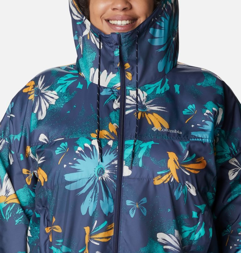 Columbia Flash Challenger Novelty Windbreaker Jakke Dame Blomster | Plus Size 80721P